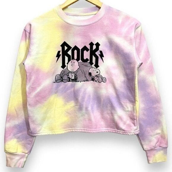 Peanuts Snoopy & Charlie Brown Rock Out Tie Dye Sweatshirt - Picture 1 of 10